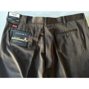 NEW Axist Men's Dress Pants Sz 40x32 Dark Walnut Flat Straight Wrinkle Resistant